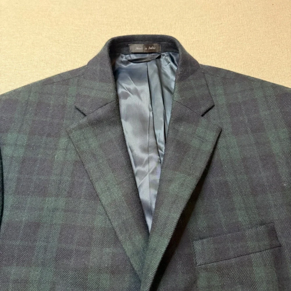 Lauren Ralph Lauren Blazer Men 42L Green Black Watch Plaid Wool Sport Coat